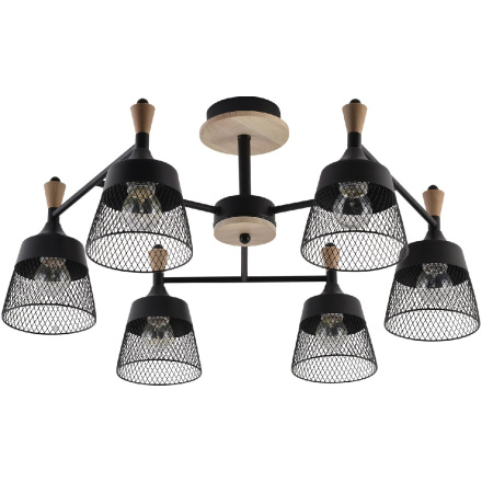 Люстра на штанге Reluce 01492-0.3-06 BK+WOOD