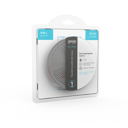 Светодиодная лента Gauss 12В 5050 8Вт/м 4000K 3м IP20 BT023