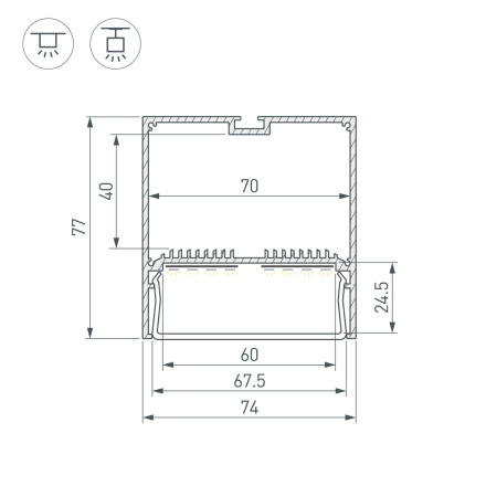 Профиль Arlight SL-LINE-7477-2000 ANOD (BY) (Алюминий) 059813