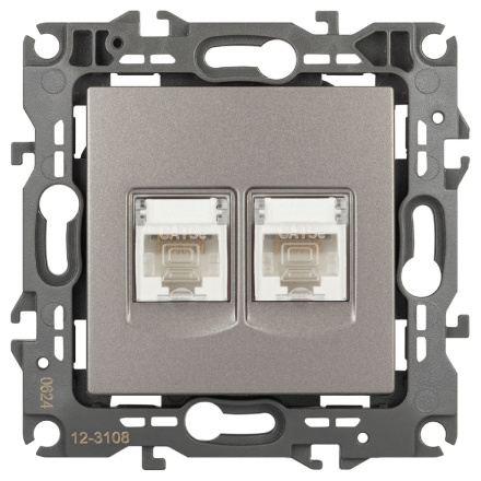 Розетка компьютерная двойная RJ45 Эра 12-3108-16 Б0065665