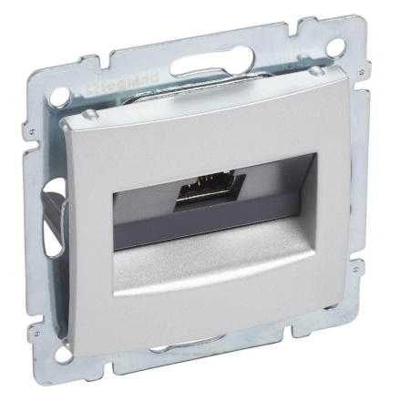 Розетка компьютерная RJ45 Legrand Valena STP10 GIGA алюминий 770272