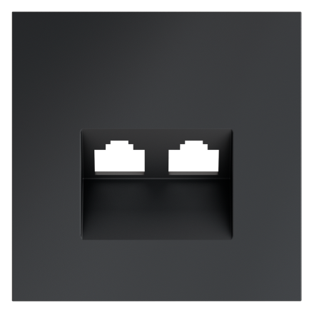 Накладка для розетки компьютерной двойной RJ45+RJ45 кат.6 Voltum S70 (графит) VLS001407