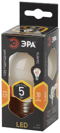 Лампа светодиодная Эра E27 5W 2700K F-LED P45-5W-827-E27 frost Б0027931