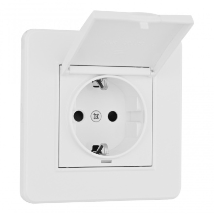 Комплект розетки с/з и шторками, защитной крышкой и рамкой Arte Milano SET16-1-41-1 white
