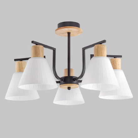 Люстра на штанге IMEX MD.5716-5-S-BK+WOOD