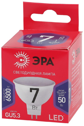 Лампа светодиодная Эра GU5.3 7W 6500K LED MR16-7W-865-GU5.3 R Б0045351