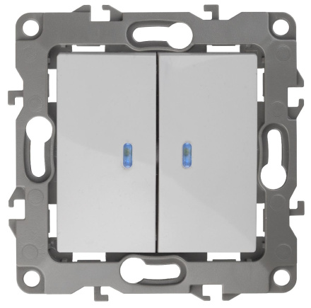 Выключатель двойной с подсветкой Эра 12-1105-01 Б0014657