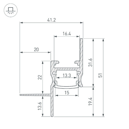 Алюминиевый профиль Arlight СEIL-S14-SHADOW-T-3000 BLACK 045555