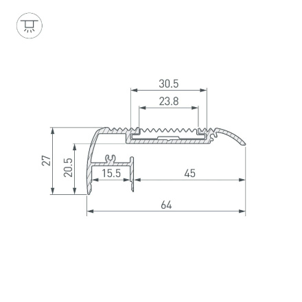 Профиль Arlight STAIR-W65-2000 ANOD 045666