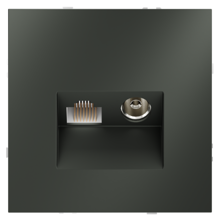 Розетка телевизионная встраиваемая Voltum S70 TV+RJ45 кат. 6, (титан) VLS060706