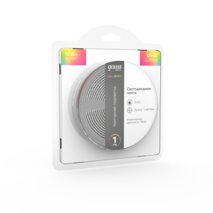 Светодиодная лента Gauss 12В 5050 10Вт/м RGBK 5м IP20 BT055