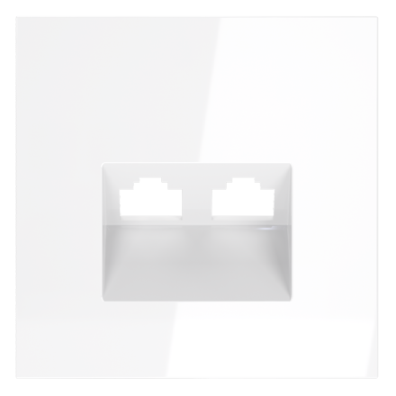 Накладка для розетки компьютерной двойной RJ45+RJ45 кат.6 Voltum S70 (белый глянцевый) VLS001401