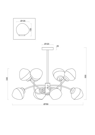 Люстра на штанге Freya Volani FR8017PL-08MG