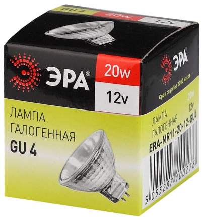 Лампа галогенная Эра GU4 20W 3000K GU4-MR11-20W-12V-30CL C0027361