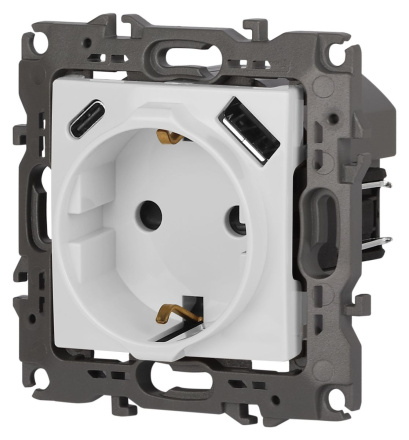 Розетка со шторками с USB type-A+C Эра 12-4108-01 Б0067752