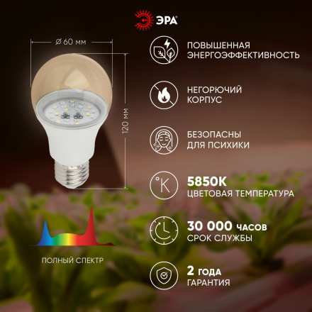 Фитолампа для растений Эра FITO-11W-Ra90-E27 Б0050603
