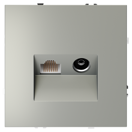 Розетка телевизионная встраиваемая Voltum S70 TV+RJ45 кат. 6, (сталь) VLS060705