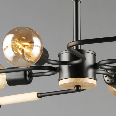 Люстра на штанге Reluce 10070-0.3-08 BK+WOOD