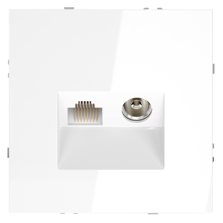 Розетка телевизионная встраиваемая Voltum S70 TV+RJ45 кат. 6, (белый глянцевый) VLS060701