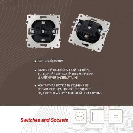 Комплект розетки с/з и шторками, защитной крышкой и рамкой Arte Milano SET06-1-41-1 white