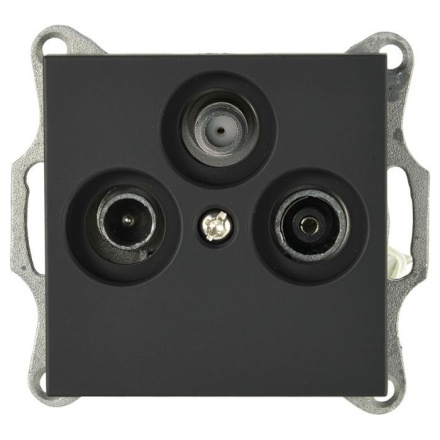 Розетка Jasmart TV-FM-SAT проходная W с накладкой черный матовый (soft touch) G6207PB