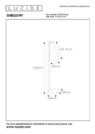 Торшер Lucide Gregory 30795/81/30