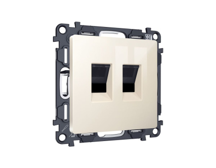 Комплект механизма компьютерной двойной розетки RJ-45 с автоматической защитной шторкой Alfa Бежевый глянец Quant Ambrella Volt MA312110 (AP3121, VM189)