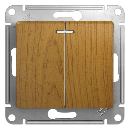 Выключатель 2-клавишный с подсветкой, сх.5а Systeme Electric Glossa Дерево Дуб GSL000553