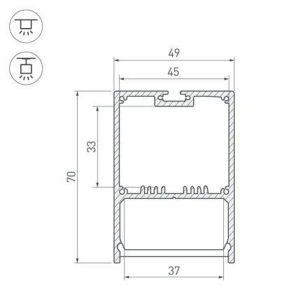 Профиль с экраном Arlight SL-LINE-4970-2500 ANOD+OPAL 020466