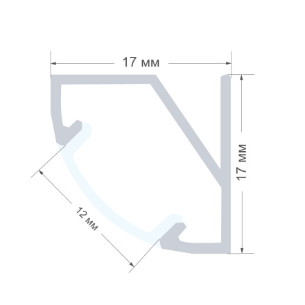 Профиль угловой накладной Apeyron ширина ленты до 10мм (рассеиватель, заглушки - 2шт) 08-21