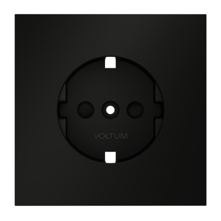 Накладка для розетки с заземлением и защитными шторками Voltum S70 (черный матовый) VLS000708