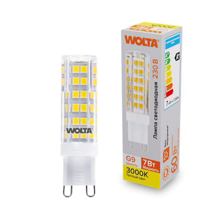 Светодиодная лампа WOLTA 7Вт 3000K G9 кукуруза матовая WSTD-JCD-7W3KG9-C