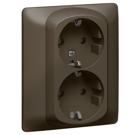 Розетка 2х2К+3 Legrand Galea Life 16A 250V с/з со шторками автоматические клеммы темная бронза 771233