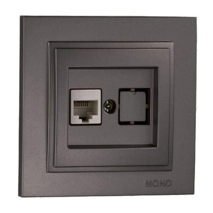 Розетка компьютерная Rj45 Cat6 Mono Electric Despina графит 102-202005-125