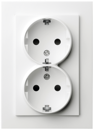 Двойная розетка SHUKO Jasmart с защитными шторками 16A 250V 2P+T белый глянцевый G5504W