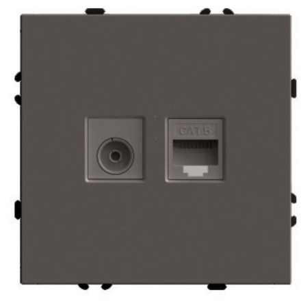 Розетка TV + компьютерная RJ-45 (механизм) Stekker Эмили RST00-5106-09 антрацит soft touch 49924