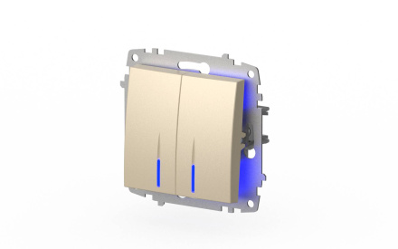 Выключатель двухклавишный с подсветкой ELBI Zena Vega 609-012500-203