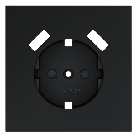 Накладка для розетки с заземлением и защитными шторками, с USB A+A Voltum S70 (графит) VLS000907