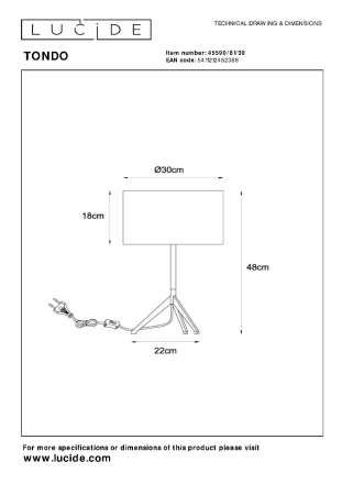 Настольная лампа Lucide Tondo 45590/81/30