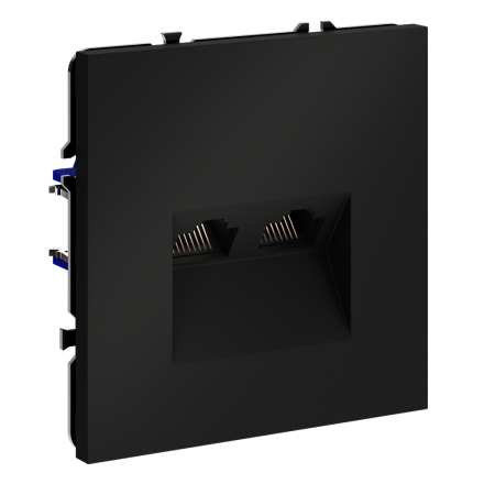 Розетка компьютерная двойная Voltum S70 VLS060208 (черный матовый)