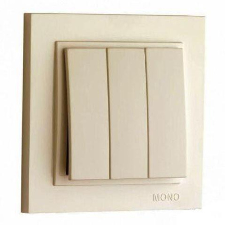 Выключатель трехклавишный Mono Electric Despina 10А 250В крем 102-170022-114