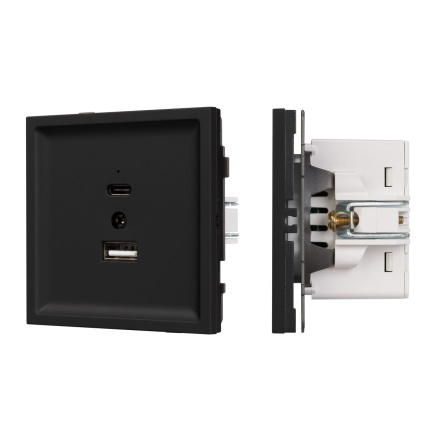 Механизм USB розетки Arlight SCT-TENDO-MUAC-SFPL-BK (5V, 3A, QC3) 054536