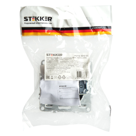 Розетка 1-местная с/з с защитной шторкой Stekker Эрна PST16-9110-03 49154