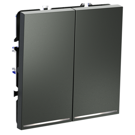 Проходной переключатель двухклавишный с подсветкой Voltum S70 VLS020406 (титан)