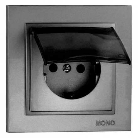 Розетка с заземлением с крышкой Mono Electric Despina 16A 250В антрацит 102-242421-118