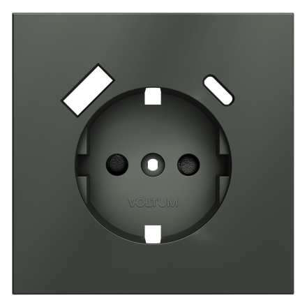 Накладка для розетки с заземлением и защитными шторками, с USB A+C Voltum S70 (титан) VLS001006