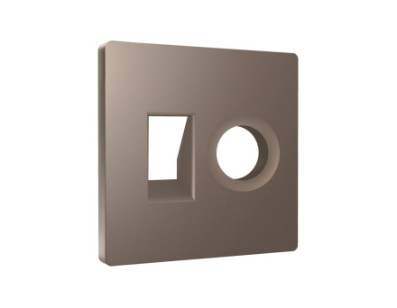 Лицевая панель Alfa (Темная бронза матовый) для компьютерной/телефонной + TV розетки RJ-45/RJ-11 Quant Ambrella Volt AP6425
