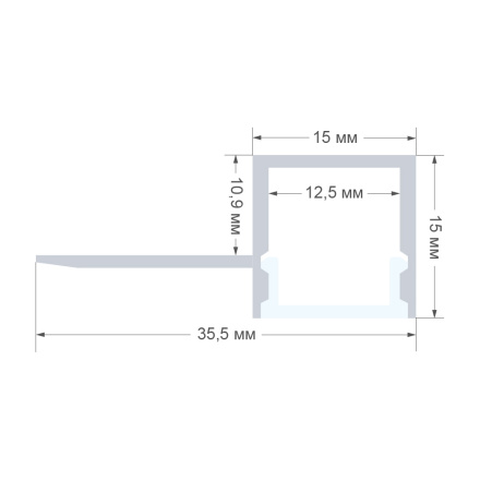 Профиль под штукатурку Apeyron ширина ленты до 12мм (рассеиватель, заглушки - 2шт) 08-51