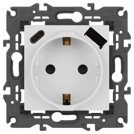 Розетка со шторками с USB type-A+C Эра Elegance 14-4108-01 Б0067736