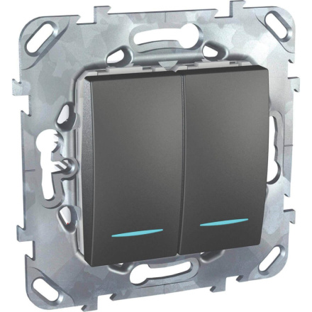 Переключатель двухклавишный с подсветкой Schneider Electric Unica MGU5.0303.12NZD